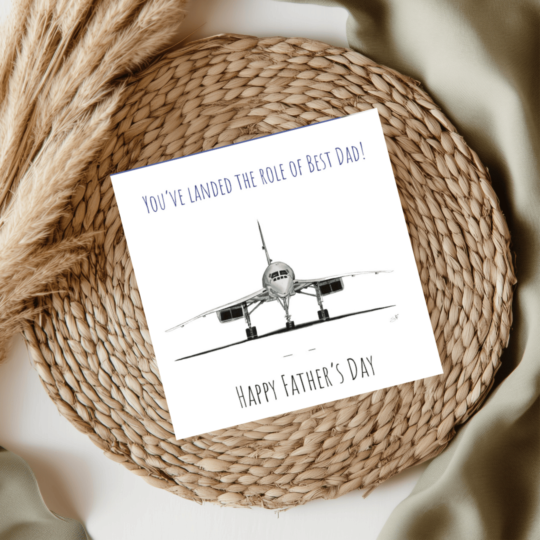 Father’s Day card featuring a hand-drawn Concorde and the message “You’ve Landed the Best Job”.