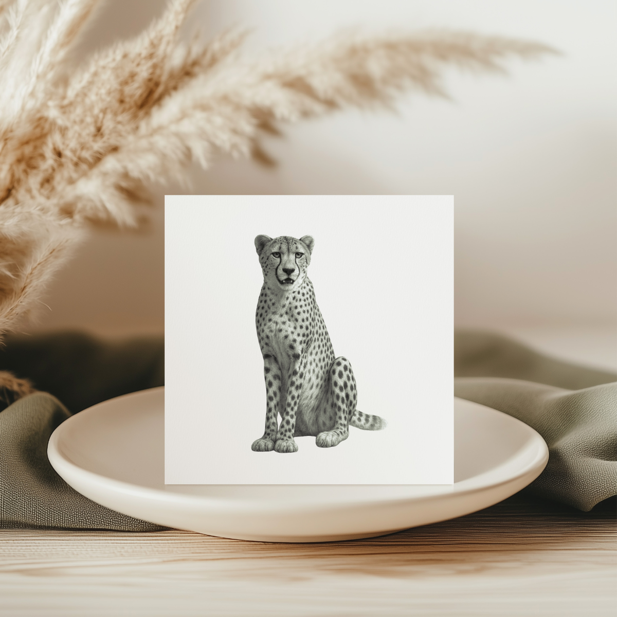 Cheetah Hand Drawn Greeting Card