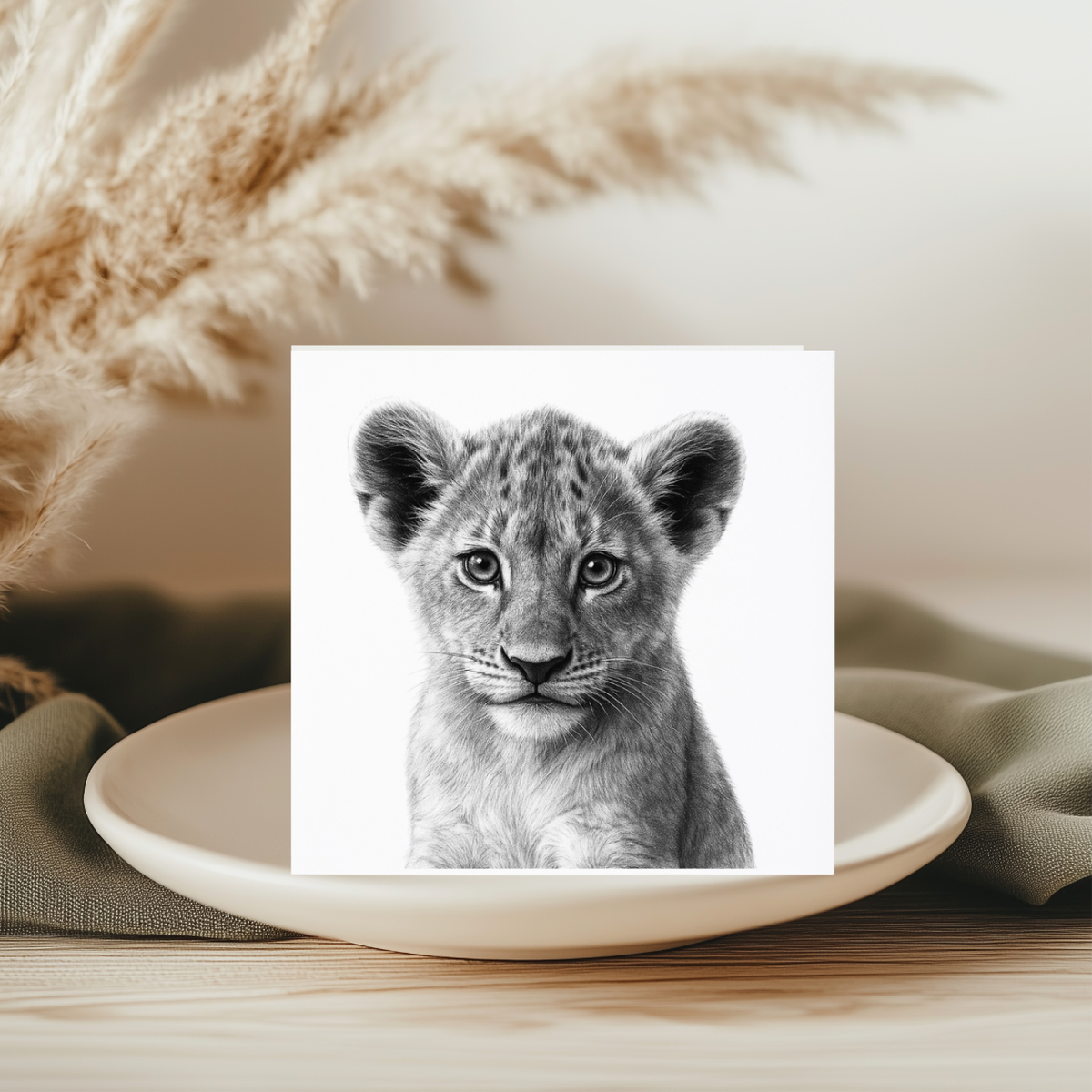 Lion Cub Hand Drawn Greeting Card