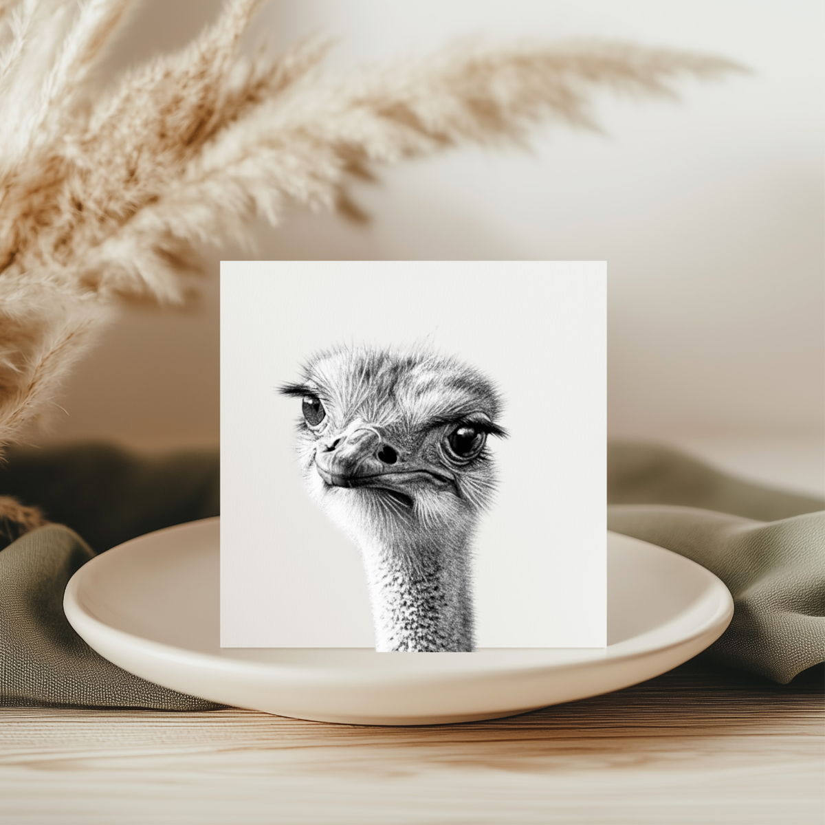 Ostrich Hand Drawn Greeting Card
