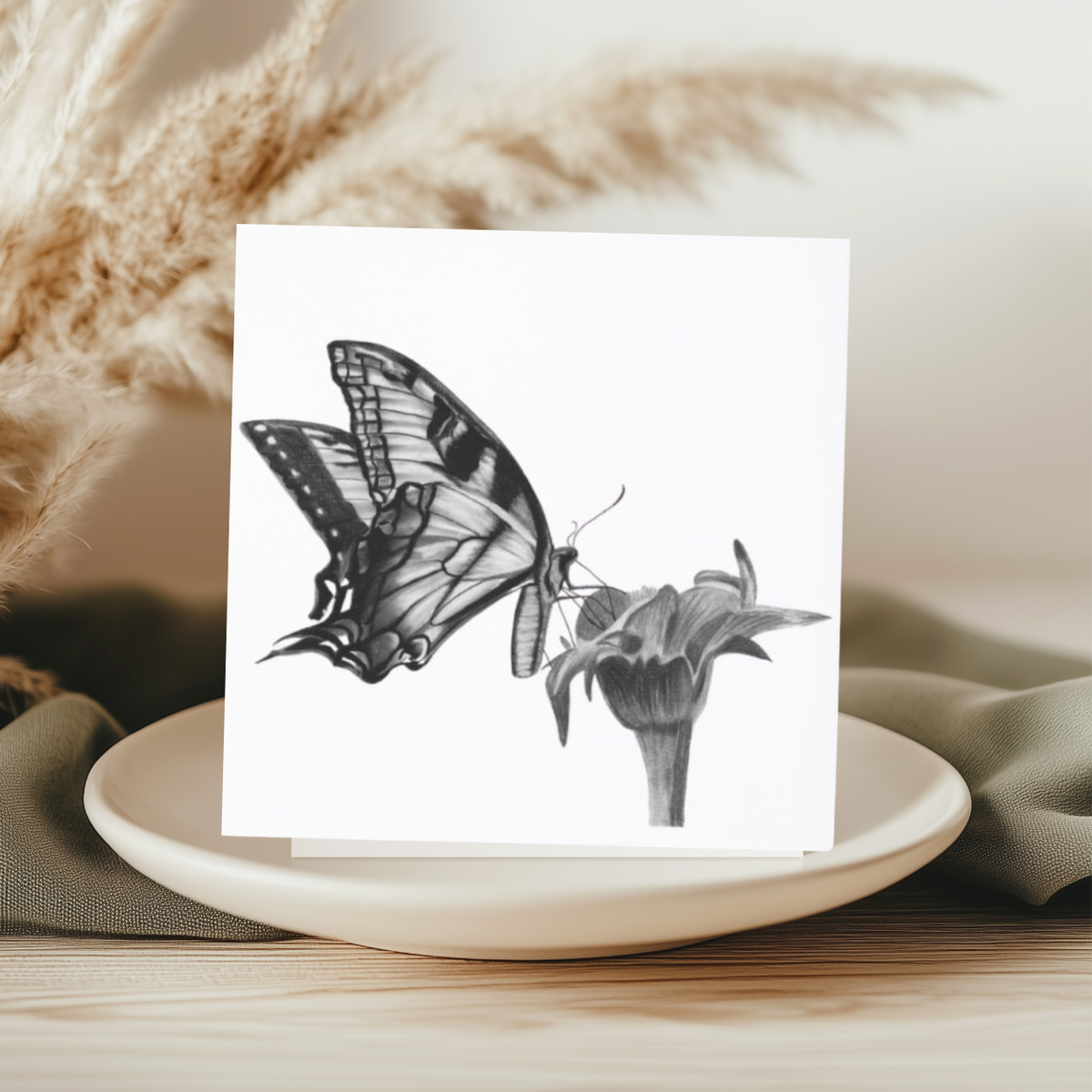 Hummingbird Flower Hand Drawn Greeting Card