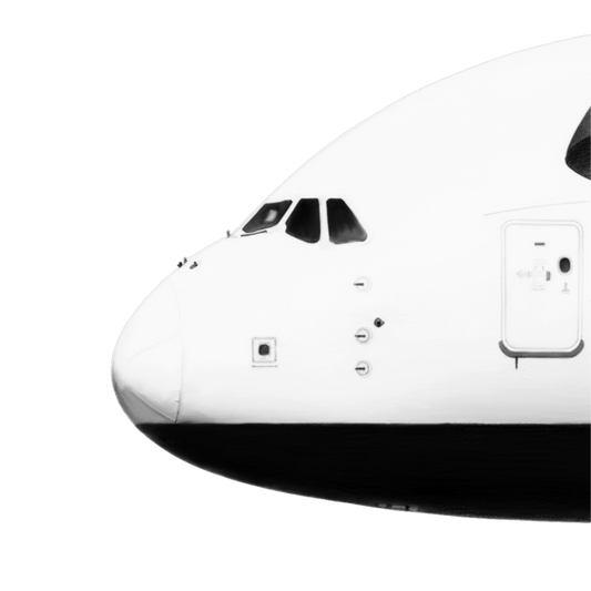 Airbus A380 nose study, hand-drawn aviation fine art print