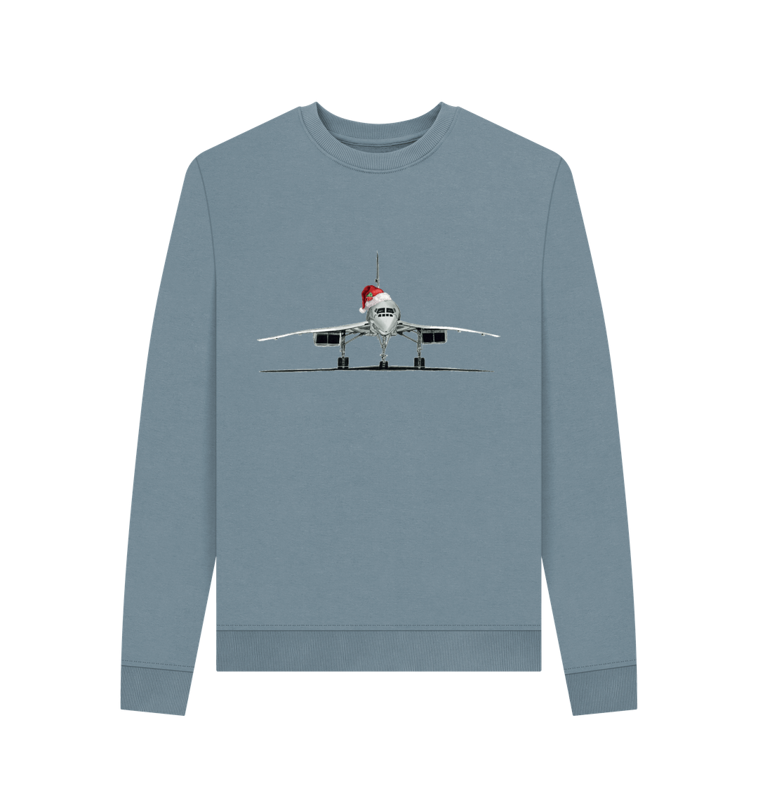 Stone Blue Women's Crew Neck Festive Concorde Sweater Certified Organic Cotton