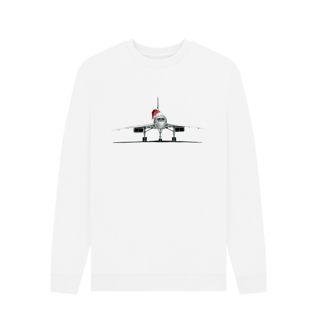 White Men's Festive Concorde Crew Neck Sweater Certified Organic Cotton