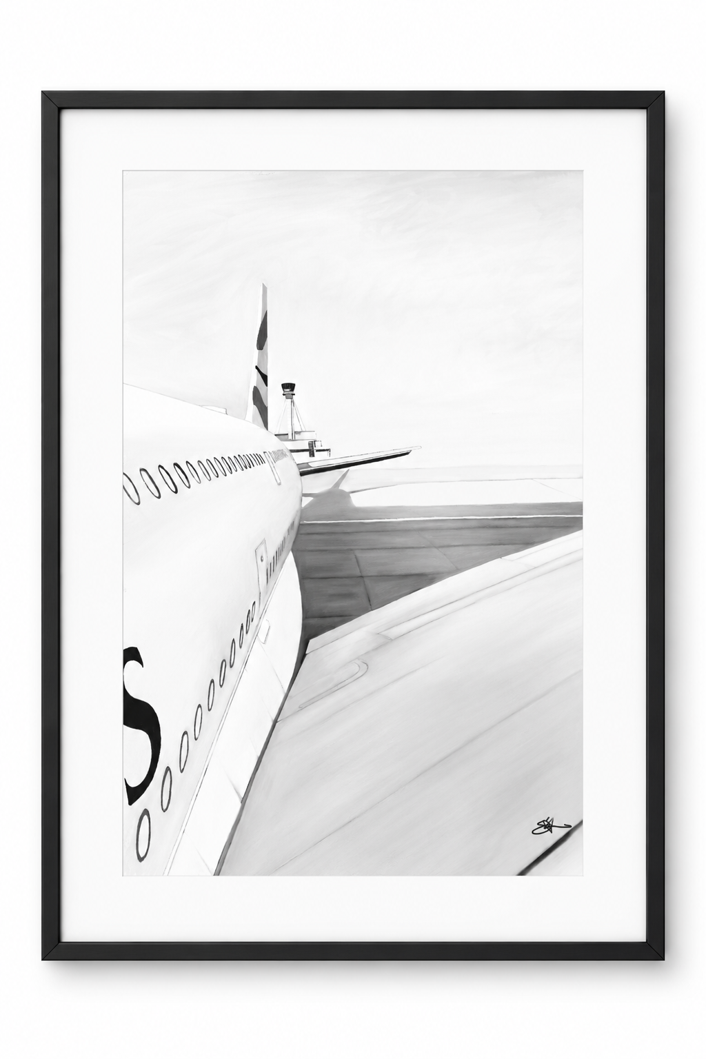 Airbus A380 wing and fuselage – Black frame with white mount