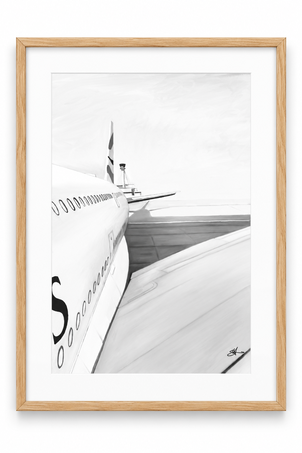 Airbus A380 wing and fuselage – Oak frame with white mount
