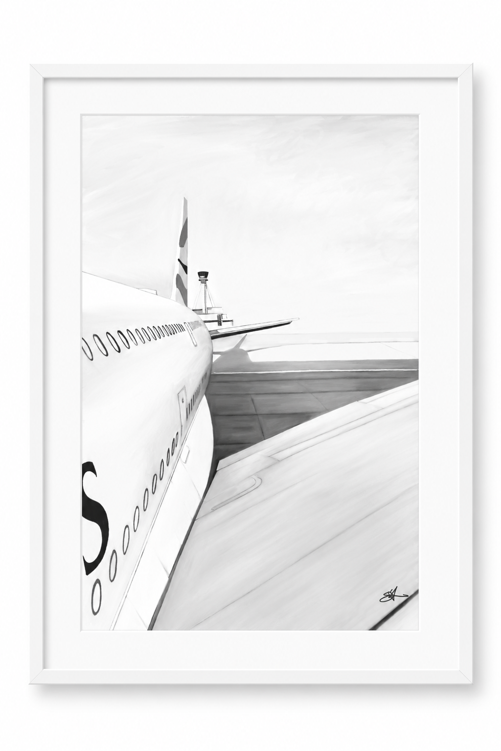 Airbus A380 wing and fuselage – White frame with white mount