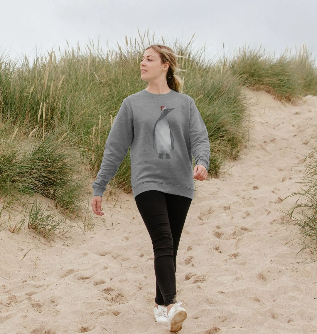 Women's Crew Neck Festive Penguin Sweater Certified Organic Cotton