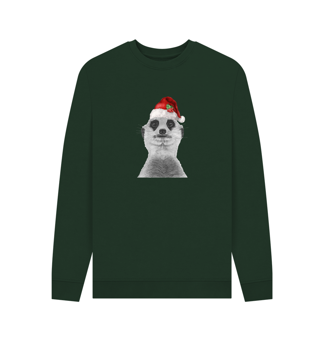 Evergreen Men's Festive Meerkat Crew Neck Sweater Certified Organic Cotton