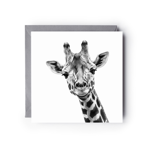 Maya the Giraffe Hand-Drawn Greeting Card – Elegant Wildlife Art