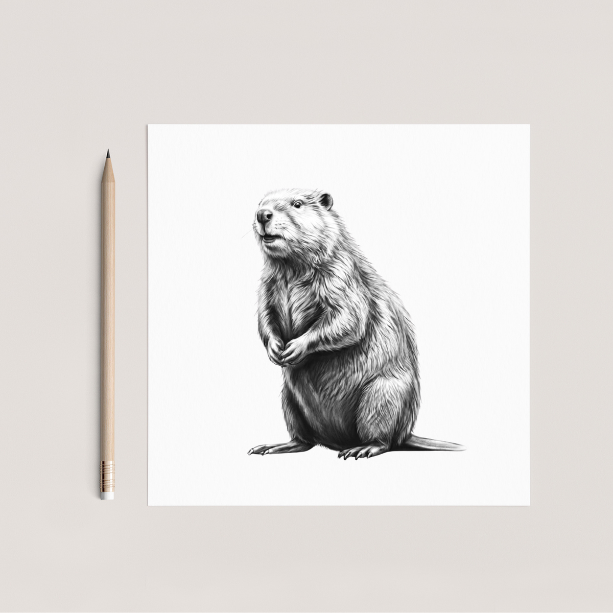 Beaver Hand Drawn Greeting Card
