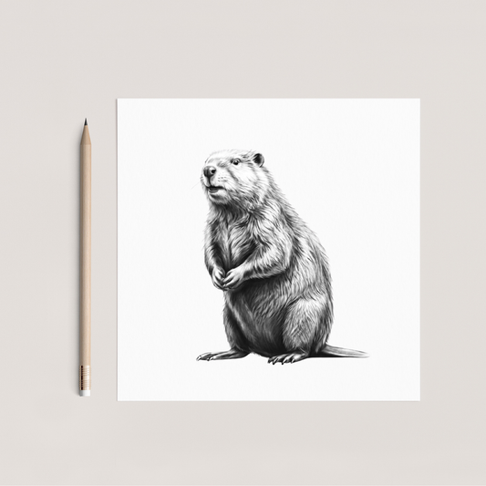 Beaver Hand Drawn Greeting Card