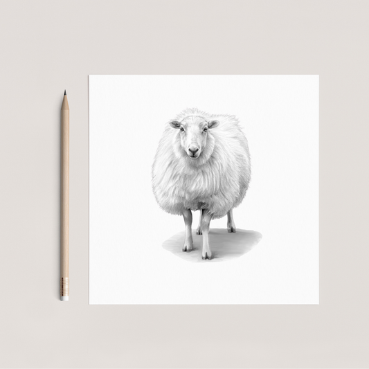 Tucana Woolly Sheep Hand Drawn Greeting Card
