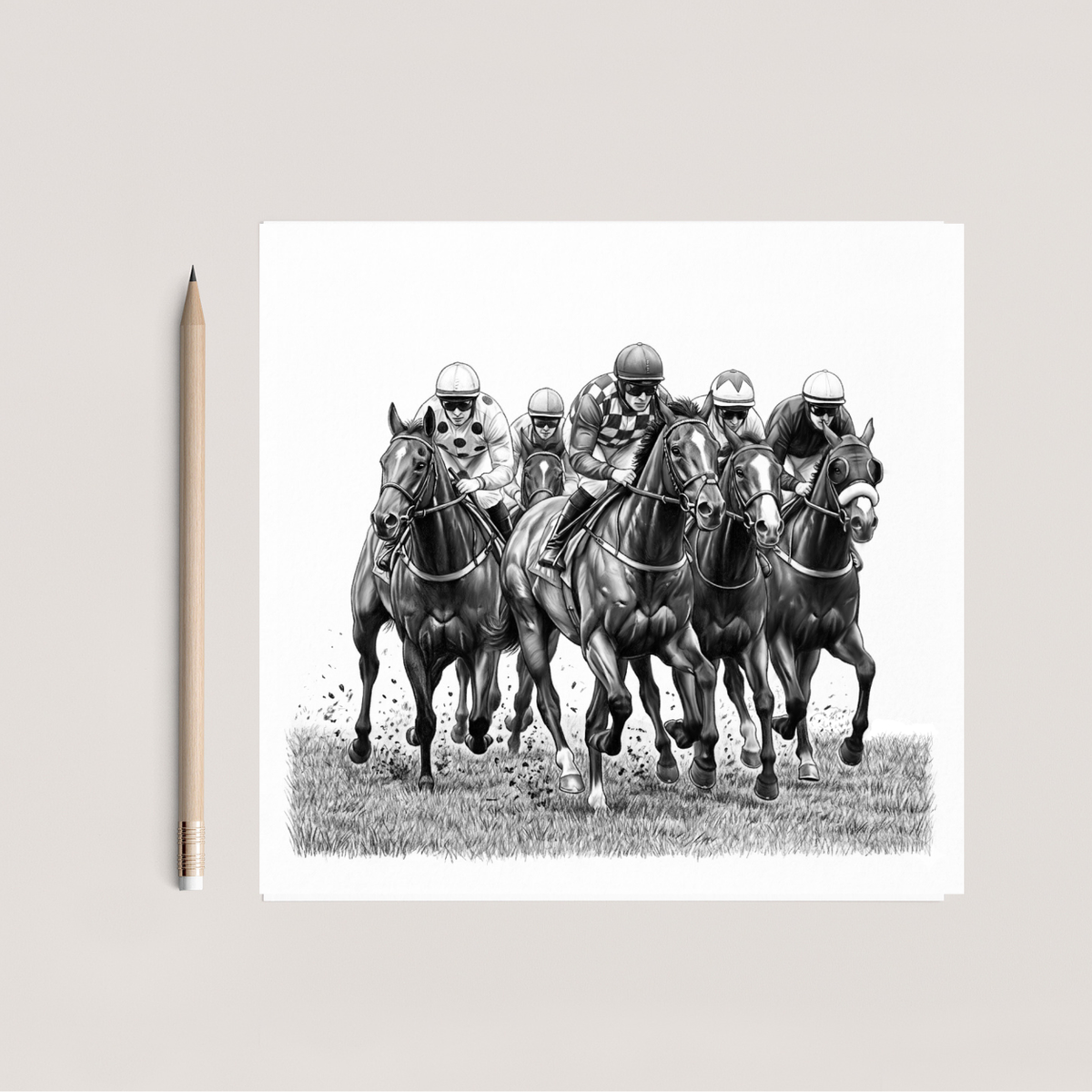 Horse Racing Hand Drawn Greeting Card
