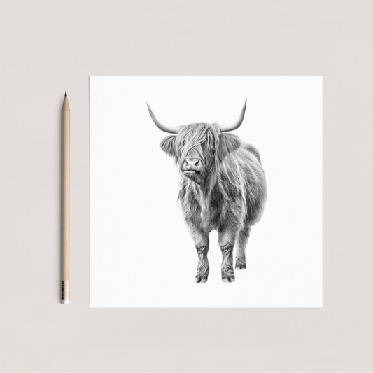 Major the Cow Hand Drawn Greeting Card