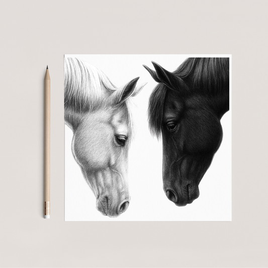 Together Horses Hand Drawn Greeting Card