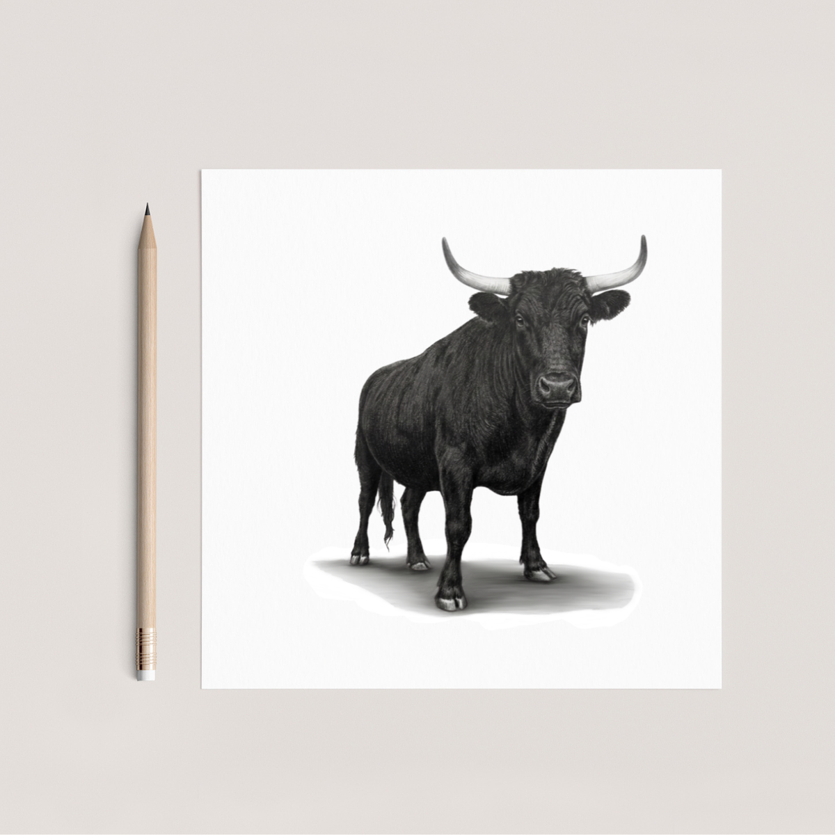 Bull Hand Drawn Greeting Card
