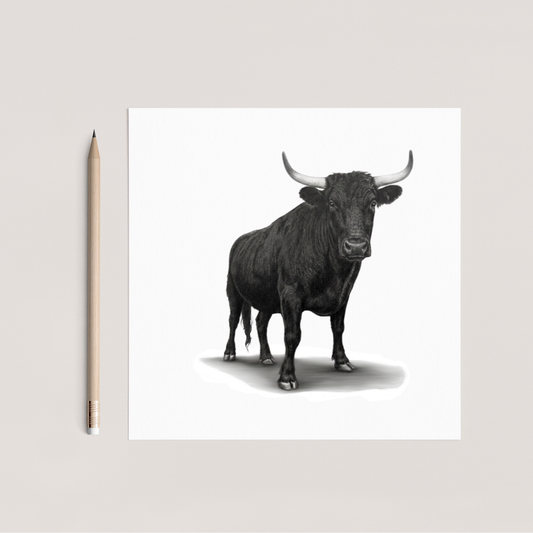 Bull Hand Drawn Greeting Card