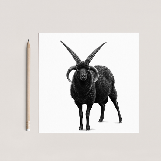 Four Horned Jacobs Sheep Hand Drawn Greeting Card