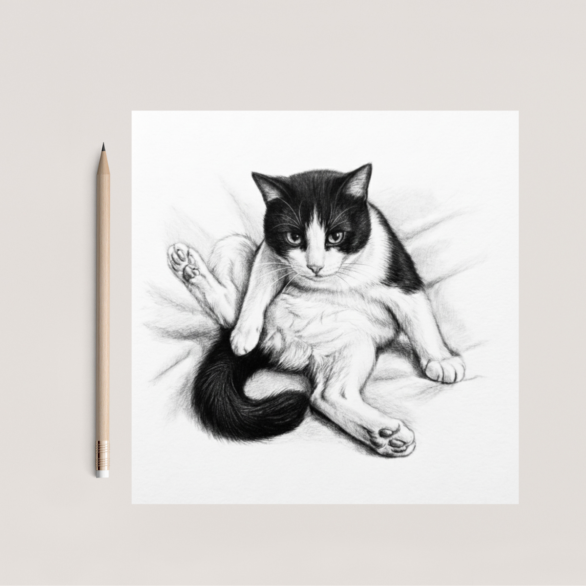 Cheeky Cat Hand Drawn Greeting Card