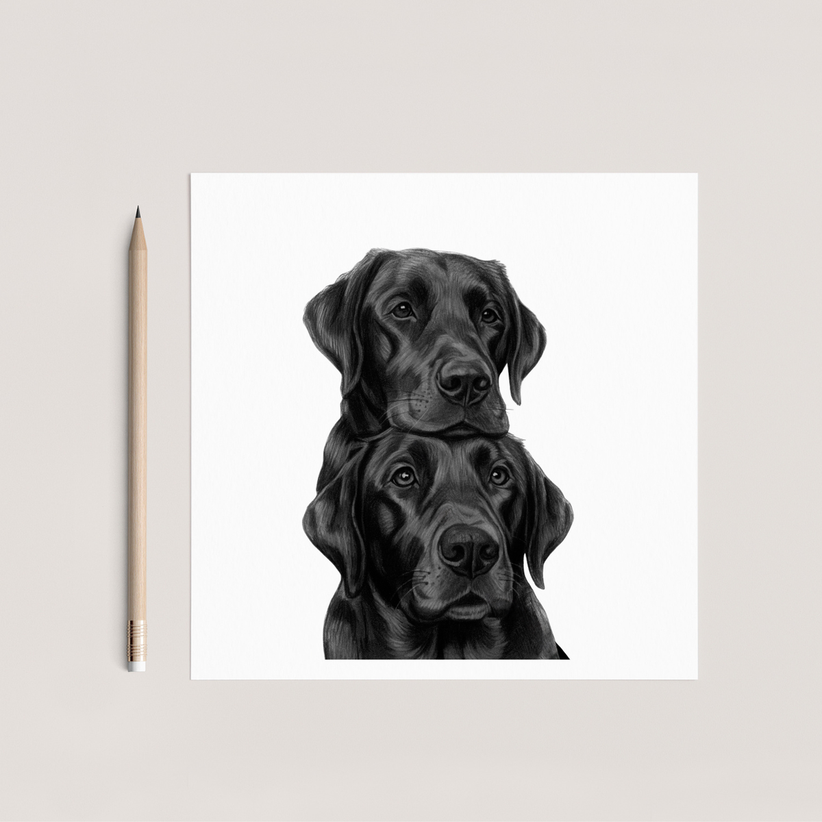 Labrador Brothers Hand Drawn Greeting Card