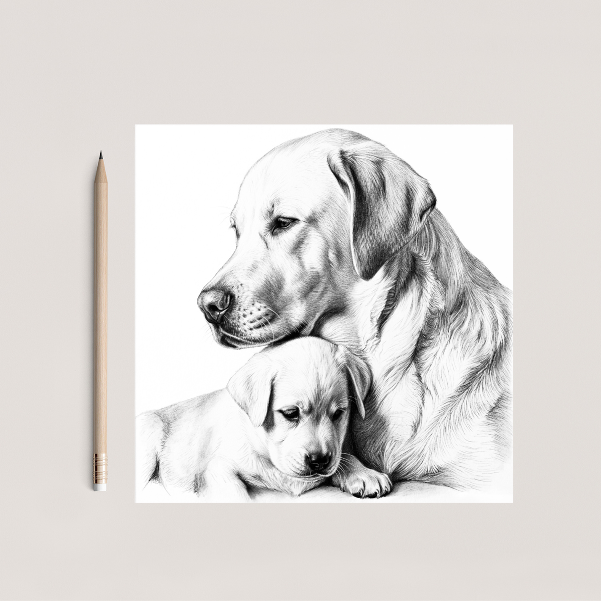 Labrador and Pup Hand Drawn Greeting Card