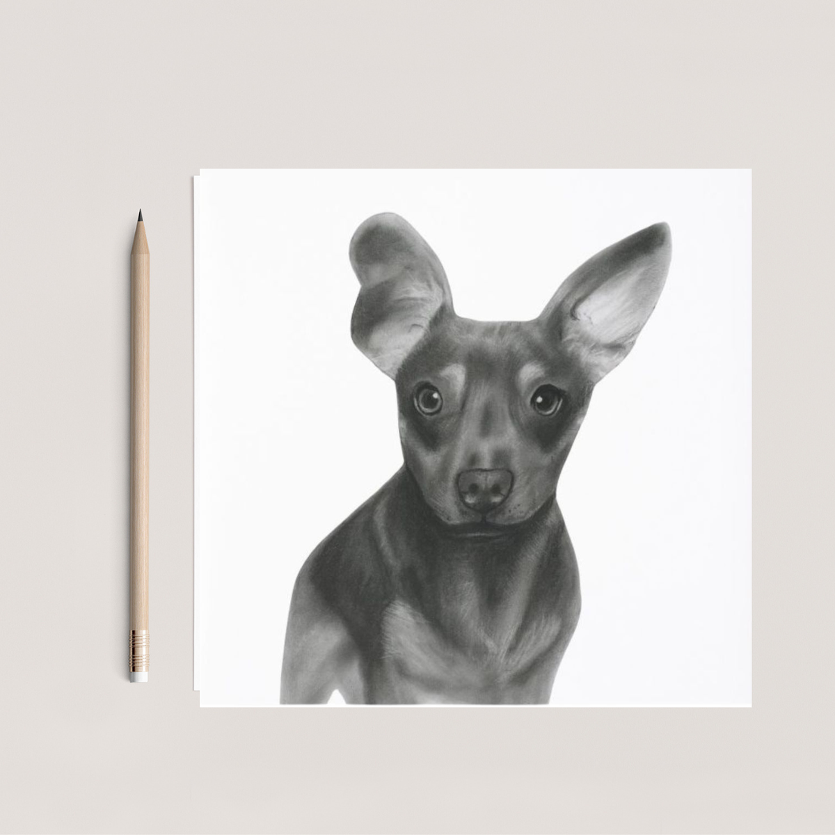 Tabit the Chiweenie Hand Drawn Greeting Card