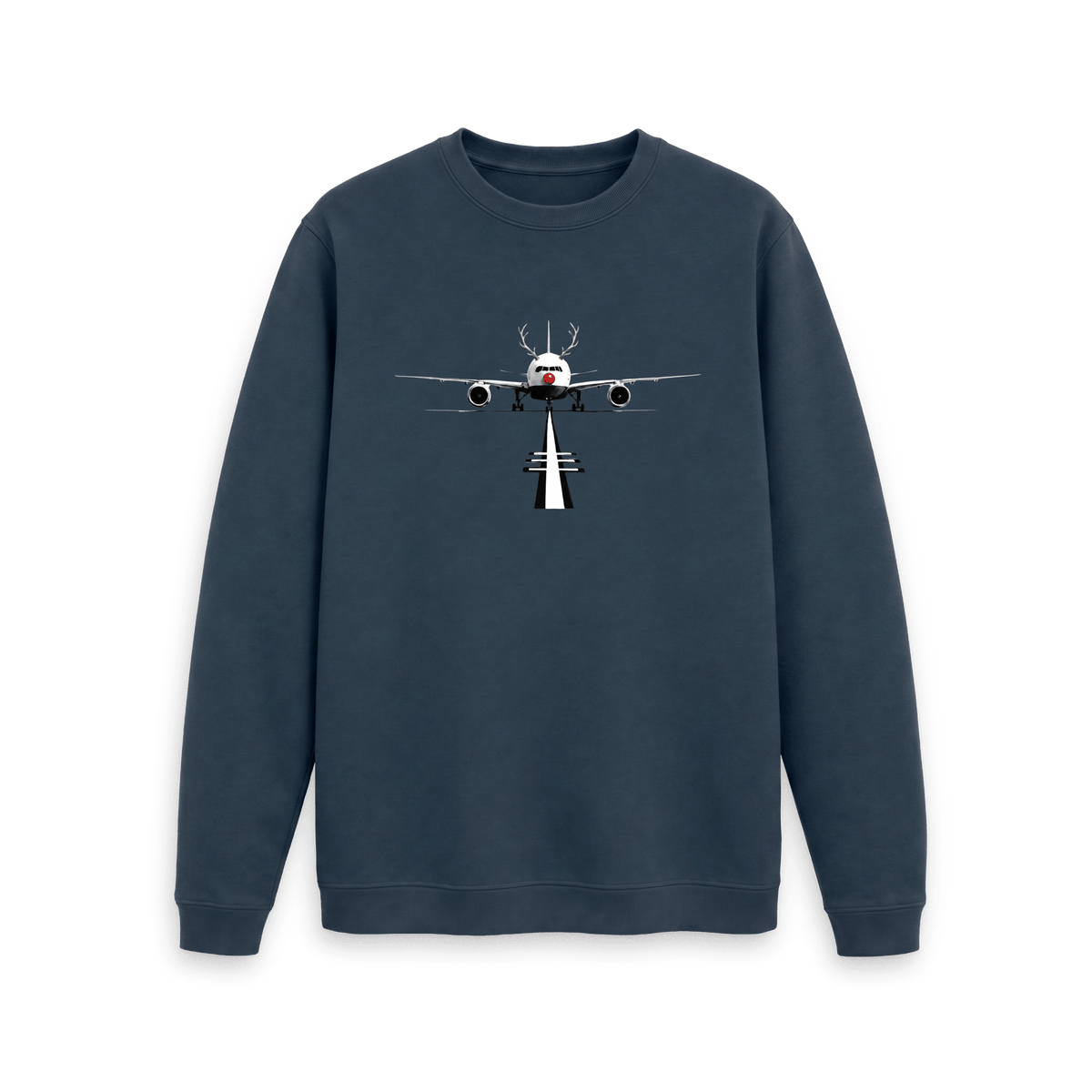 Navy Blue Printed Sweater Front