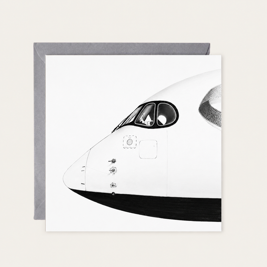 Airbus A350 nose greeting card with grey envelope