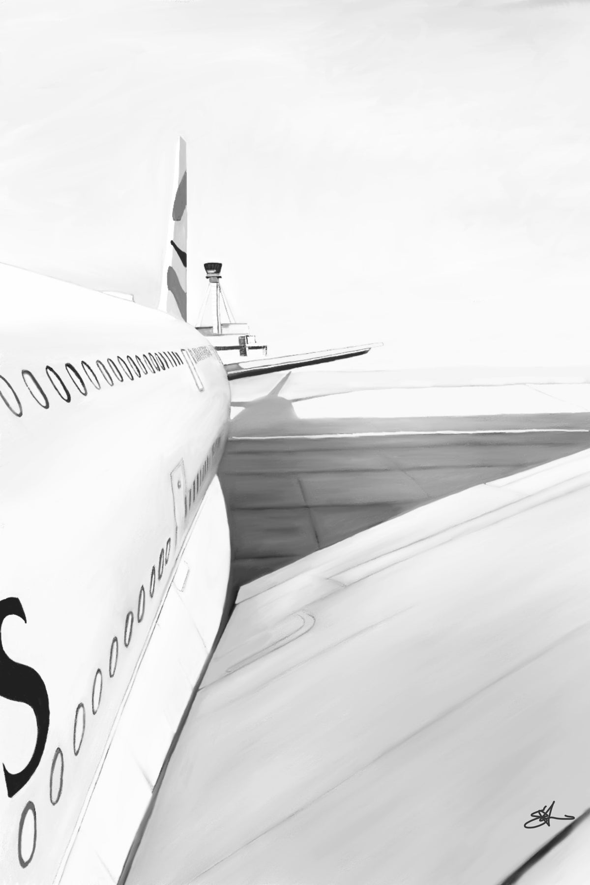 Airbus A380 wing and fuselage – unframed artwork