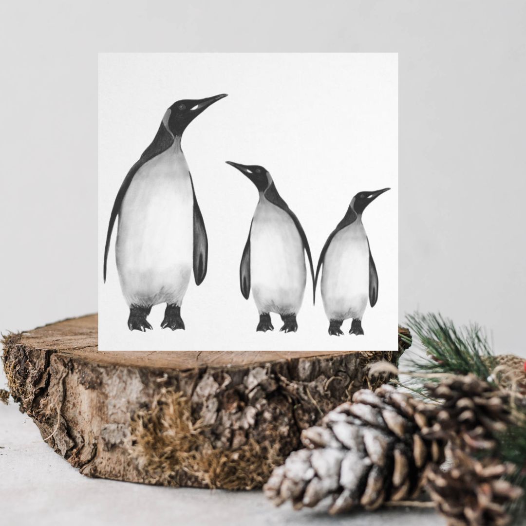  A Penguin Family Christmas Card from Libra Fine Arts