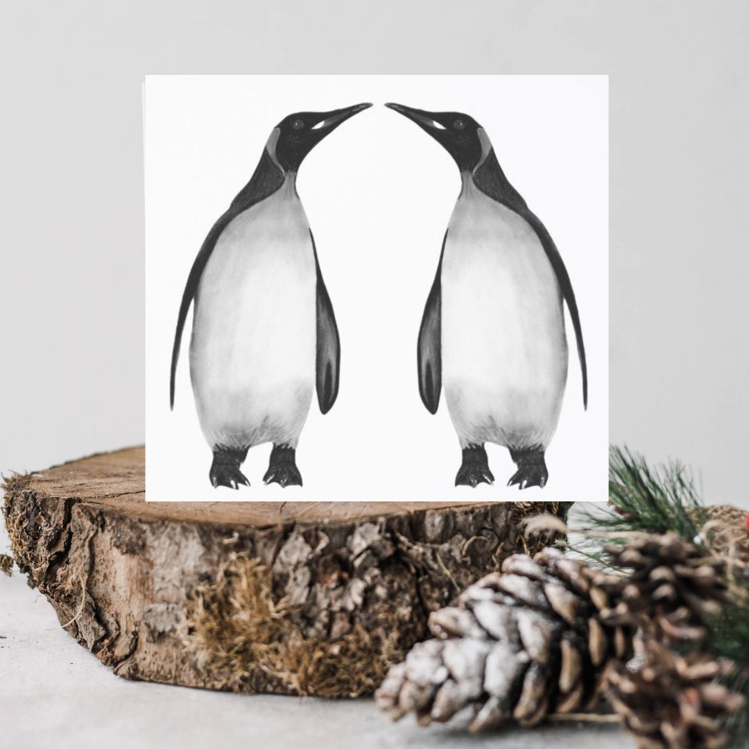 A Penguin Couples Christmas Card From Libra Fine Arts