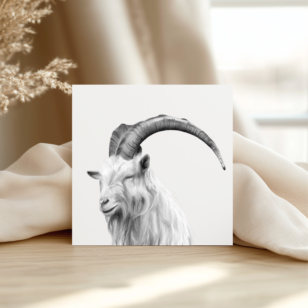 Arian the Great Orme Goat – Hand-Drawn Welsh  Wildlife Greeting Card