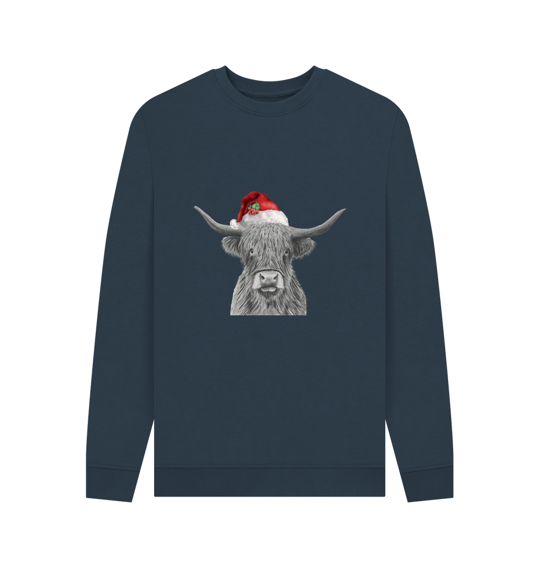 Navy Blue Printed Sweater Front