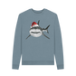 Stone Blue Women's Crew Neck Festive Shark Sweater Certified Organic Cotton