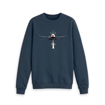 Navy Blue Printed Sweater Front