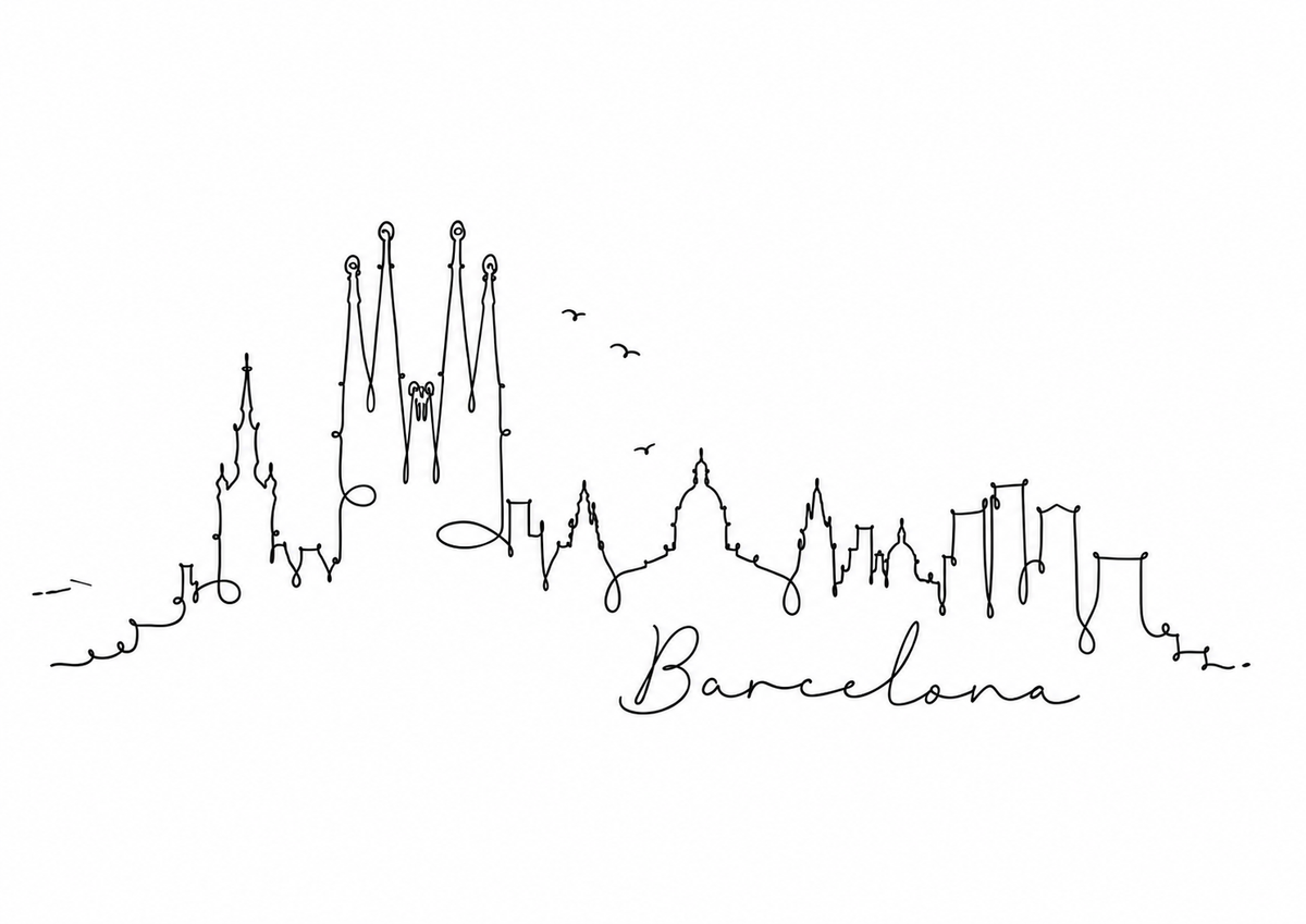 Barcelona Skyline Print – A4 artwork