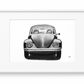VW Beetle in white frame with white mount