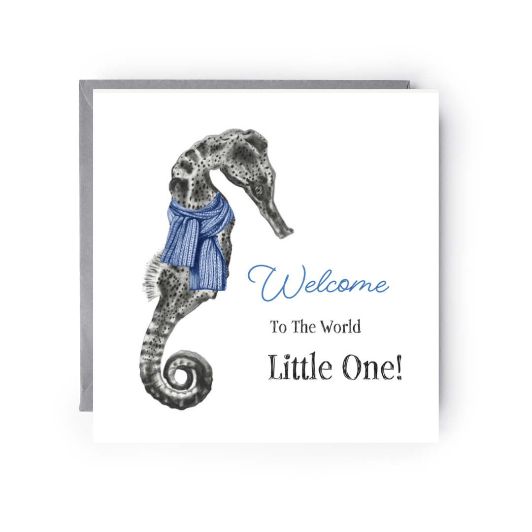 New Baby Blue Seahorse card detail