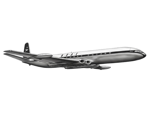Hand-drawn BOAC de Havilland Comet aviation fine art print