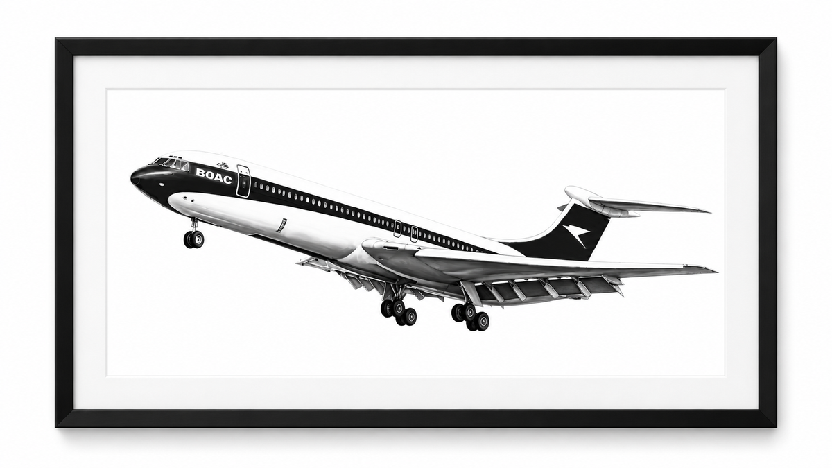BOAC Vickers VC10 Fine Art Print in black frame