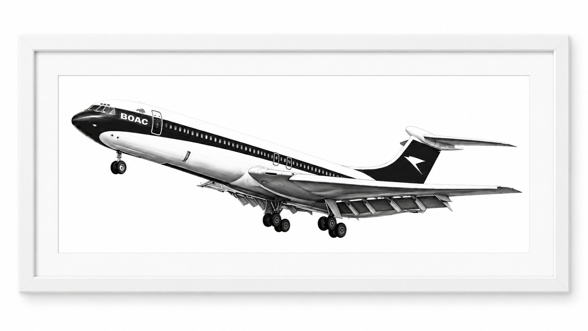BOAC Vickers VC10 Fine Art Print in white frame