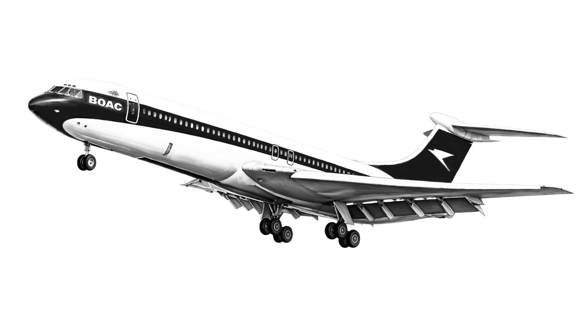 Hand-drawn BOAC Vickers VC10 aviation fine art print