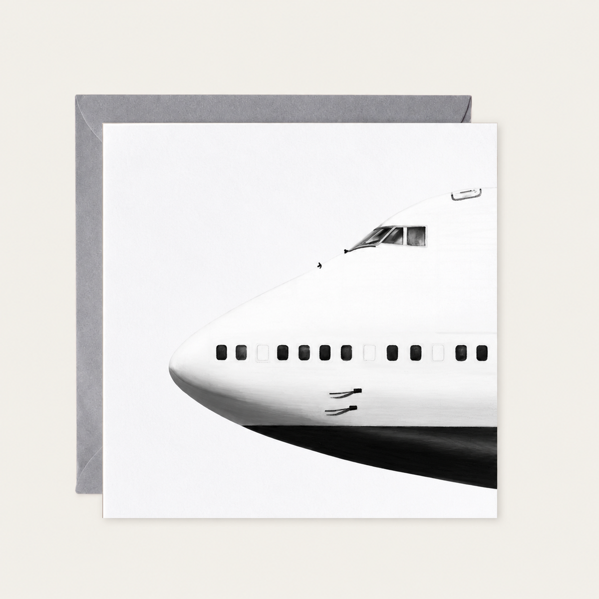 Boeing 747 nose greeting card with grey envelope