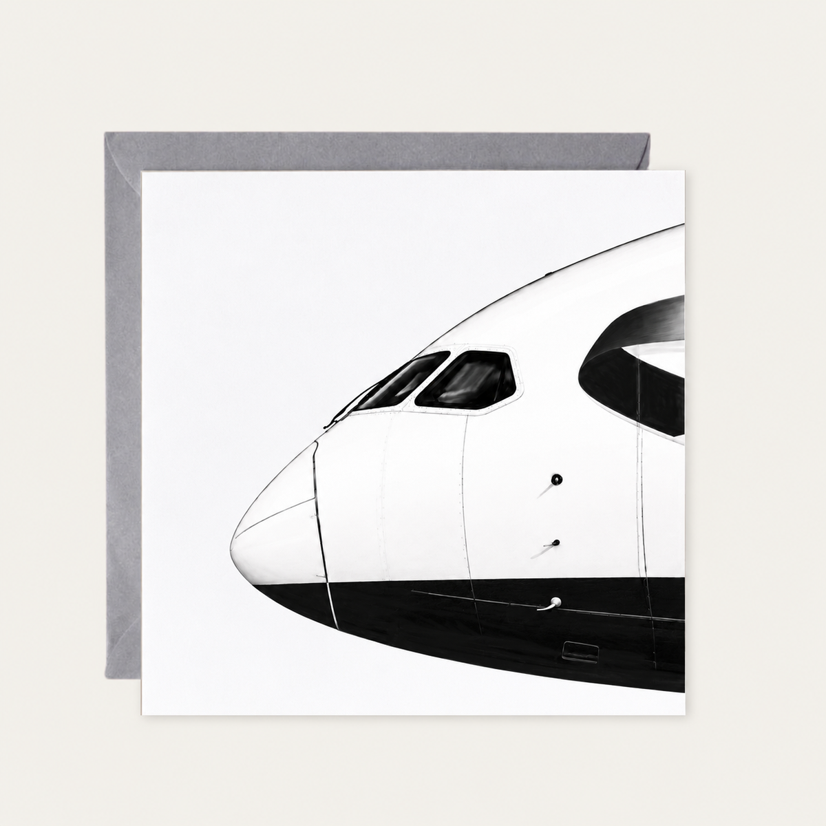 Boeing 787 nose greeting card with grey envelope