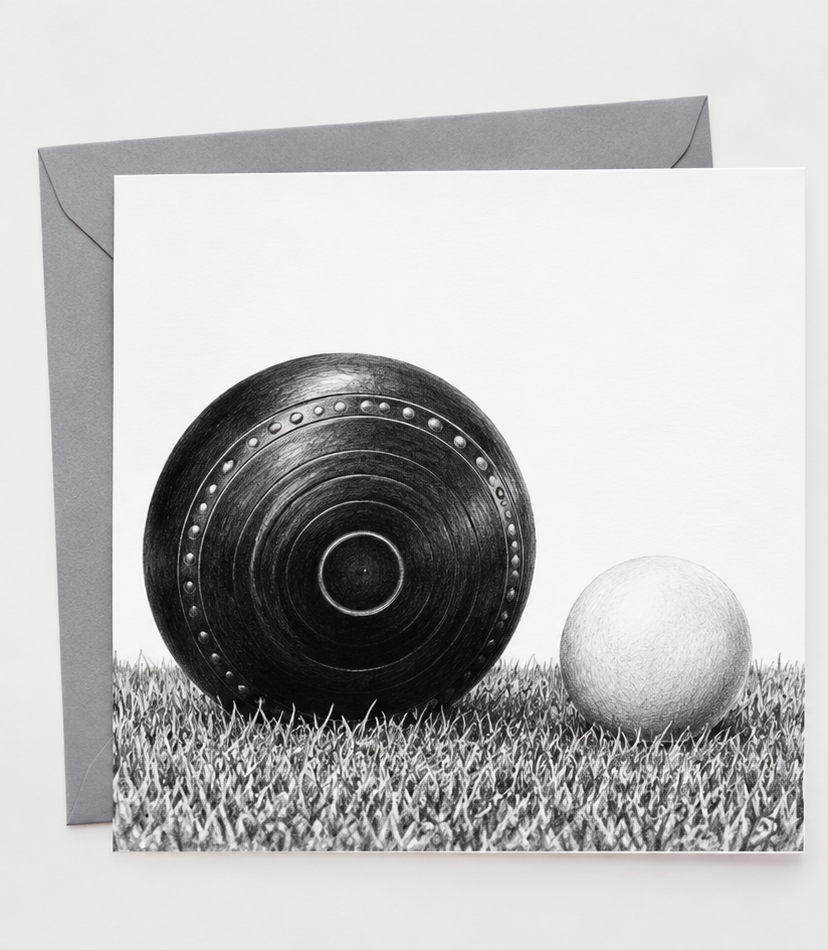Boules greeting card with grey envelope mock-up