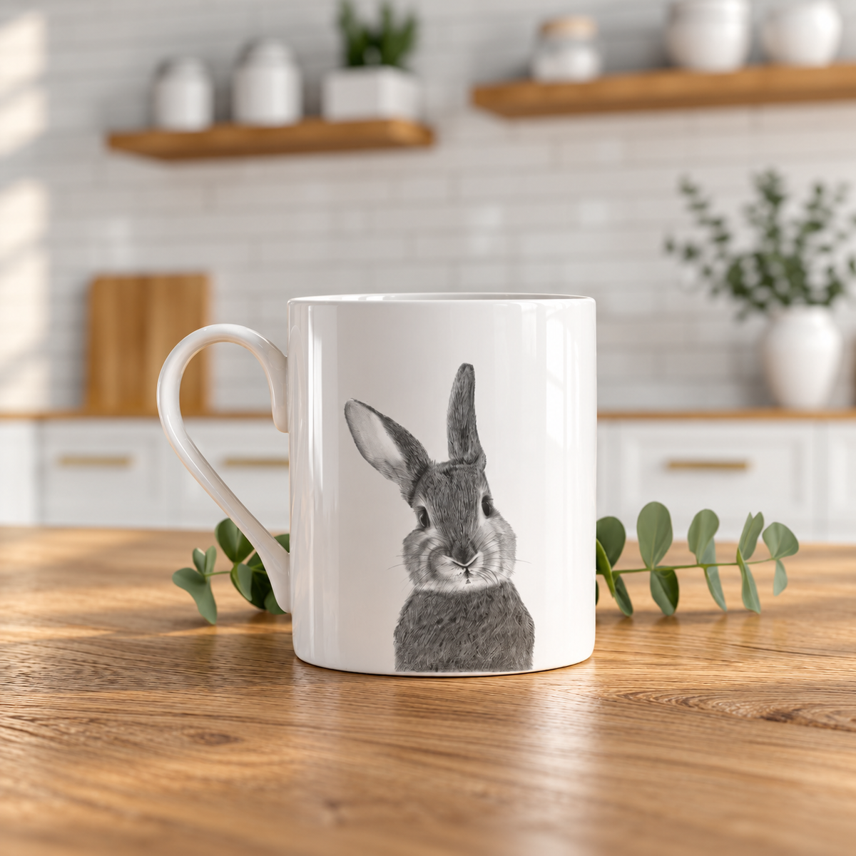 Bunny Bone China Mug realistic product mockup