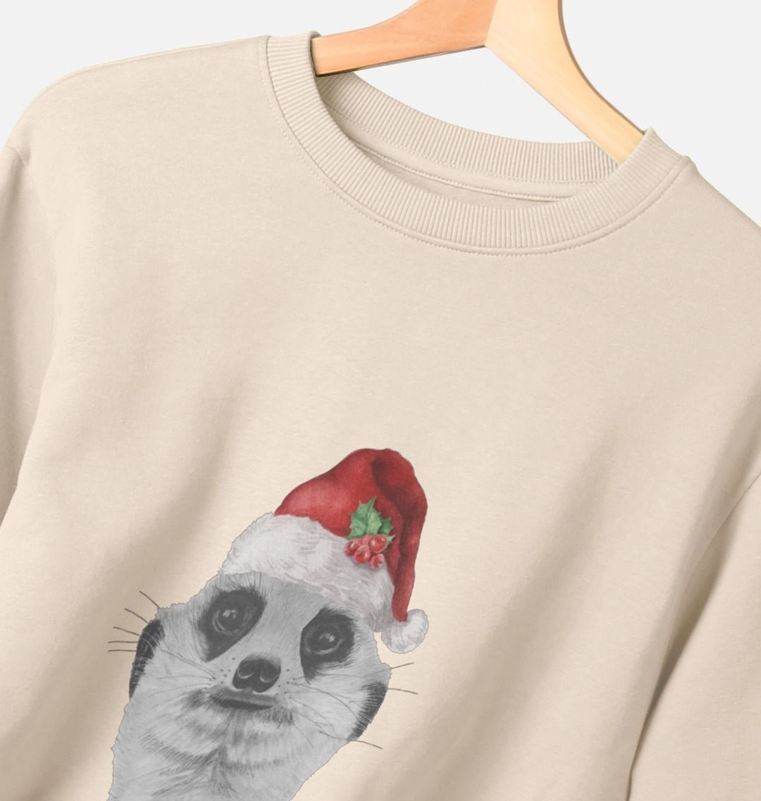 Men's Festive Meerkat Crew Neck Sweater Certified Organic Cotton