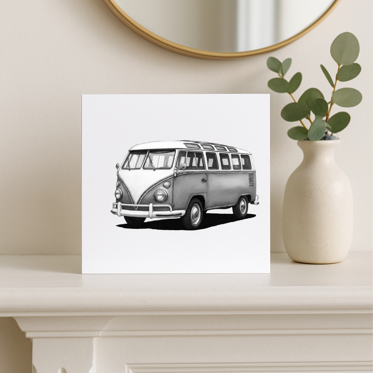 Camping Van hand-drawn travel greeting card
