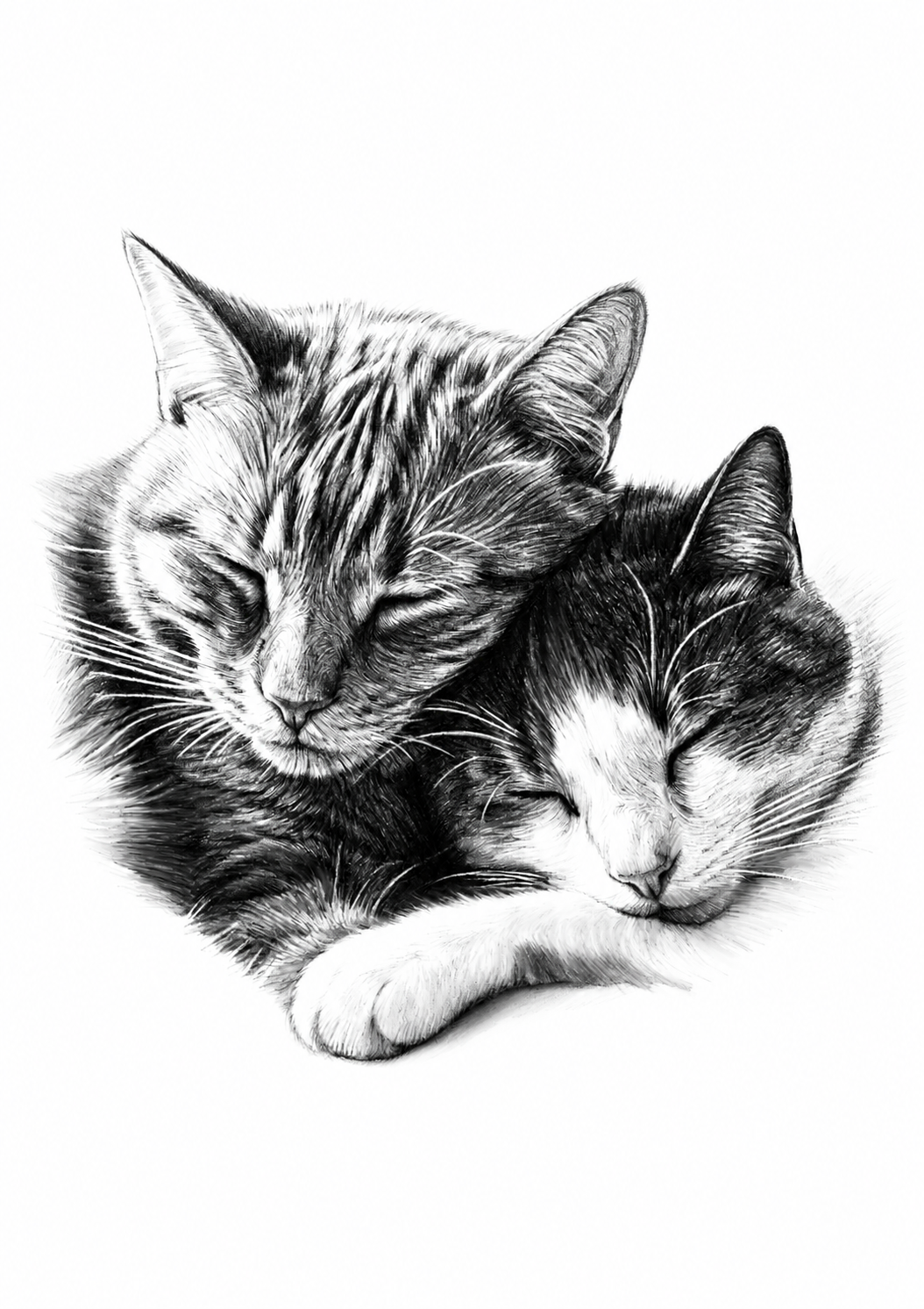 Sleeping Cats fine art print artwork in A-series rectangle
